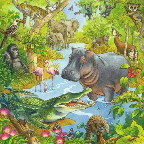 Ravensburger Kinderpuzzle 05180 - Im Urwald - 3x49 Teile Puzzle für Kinder ab 5 Jahren*Ravensburger Spieleverlag