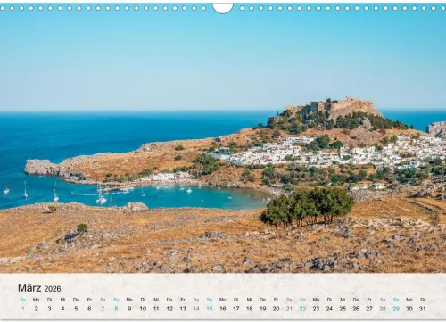 Calvendo Wandkalender*Rhodos - Die Highlights der Insel (Wandkalender 2026 DIN A3 quer), Monatskalender
