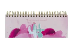 Nova MD Wochenkalender-Rosa Tischkalender ohne Datum Alpaka & Kaktus. Hochwertiger, moderner Wochenkalender, Querkalender für 52 Wochen +1. 1 Woche 2 Seiten. Verwendbar als Kalender 2025/2026