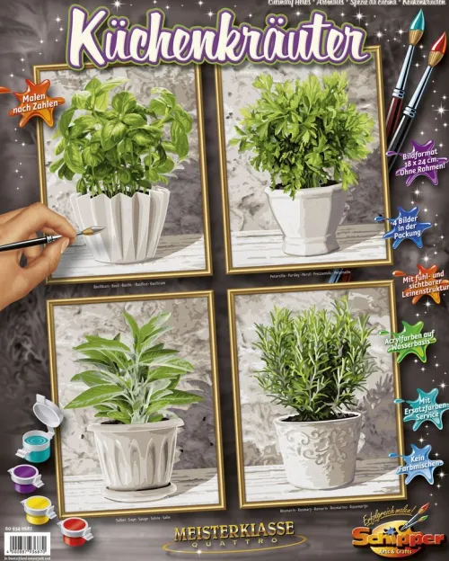 Noris Spiele GmbH Basteln & Kreatives-Schipper Malen nach Zahlen - Küchenkräuter (Quattro)