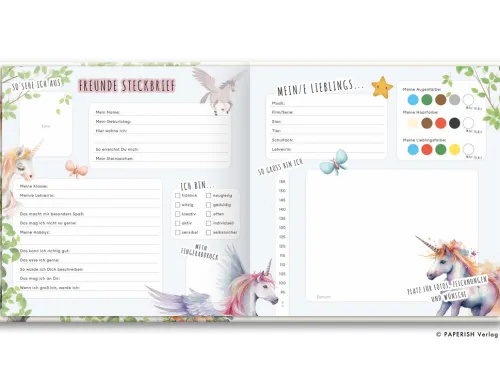 PAPERISH Verlag Freundebücher-Schulfreunde - EINHORN