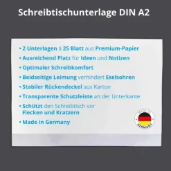 Cover-your-desk Schreibtischunterlagen-Scriptum Schreibtischunterlage weiss DIN A2 blanko, Malunterlage aus Papier zum Abreißen 2er Set mit je 25 Blatt, 59,4 x 42 cm