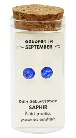 JOJO Schmuck & Accessoires*September Geburtsstein Ohrstecker im Gläschen