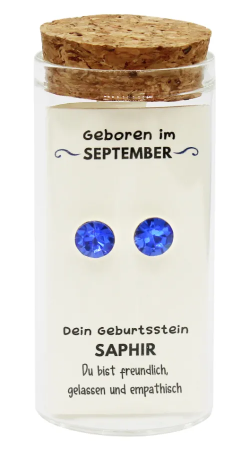 JOJO Schmuck & Accessoires*September Geburtsstein Ohrstecker im Gläschen