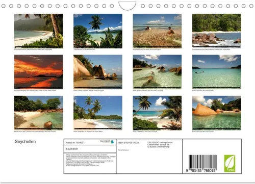 Calvendo Wandkalender*Seychellen (Wandkalender 2025 DIN A4 quer), Monatskalender