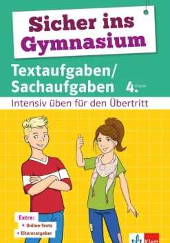 Sicher ins Gymnasium Textaufgaben/Sachaufgaben 4. Klasse*Klett Lerntraining Sale