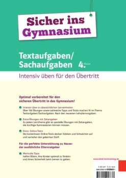 Sicher ins Gymnasium Textaufgaben/Sachaufgaben 4. Klasse*Klett Lerntraining Sale