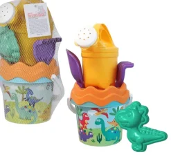 Simba 107114603 - Dino Baby-Eimergarnitur (Eimer 11cm), 6-teilig, Sandspielzeug*Simba Toys GmbH & Co. Discount