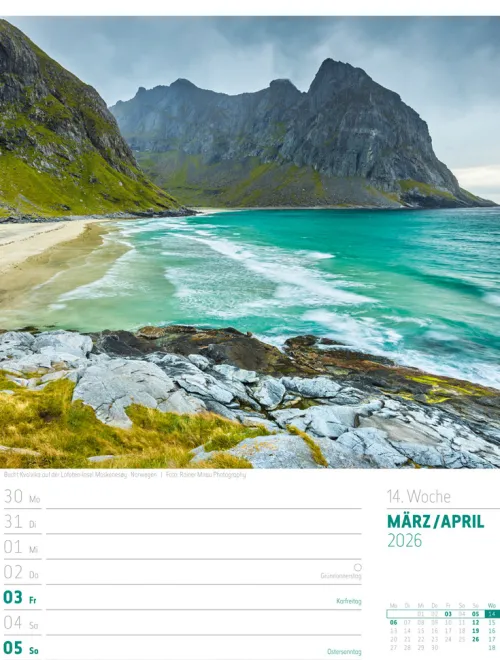 Ackermann Kunstverlag Wochenkalender-Skandinavien Wochenplaner Kalender 2026 | Der Zauber des hohen Nordens