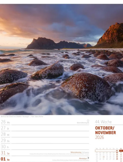 Ackermann Kunstverlag Wochenkalender-Skandinavien Wochenplaner Kalender 2026 | Der Zauber des hohen Nordens