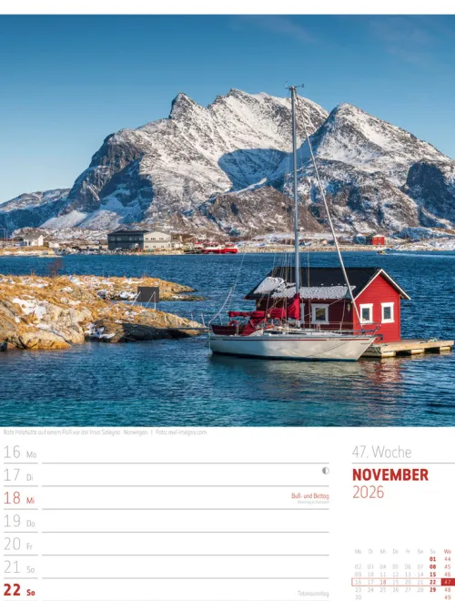 Ackermann Kunstverlag Wochenkalender-Skandinavien Wochenplaner Kalender 2026 | Der Zauber des hohen Nordens