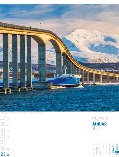 Ackermann Kunstverlag Wochenkalender-Skandinavien Wochenplaner Kalender 2026 | Der Zauber des hohen Nordens