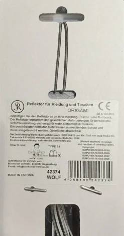 Bookchair Vertrieb Bastelpapier & Origami-Softreflector ORIGAMI (Wolf) Reflektor für Taschen und Kleidung