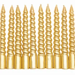 Rico Design GmbH & Co.KG Dekoration & Einrichtung-Spiralkerzen, Gold, 10 Stk, Ø 1,2 cm x 10 cm hoch