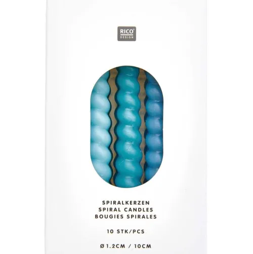 Rico Design GmbH & Co.KG Dekoration & Einrichtung*Spiralkerzen, Smokey Blau Mix, 10 Stk, Ø 1,2 cm x 10 cm hoch