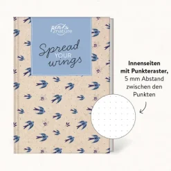 Naumann & Göbel Verlagsg. Notizbücher & -Blöcke*Spread Your Wings . Nachhaltiges Notizbuch in A5 mit Hardcover und Vogel-Motiv