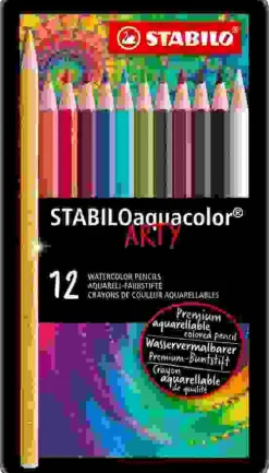 STABILO Buntstifte-Buntstift Aquarell-Buntstift aquacolor - ARTY, 12er Metalletui