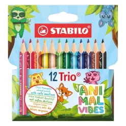 Buntstift Dreikant Trio dick kurz Animal Vibes, 12er Set*STABILO Hot