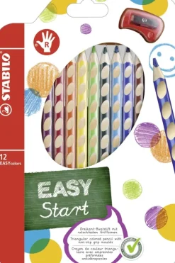 Stabilo Buntstifte-Buntstifte EASYcolors, 12er Set mit Spitzer, Rechtshänder