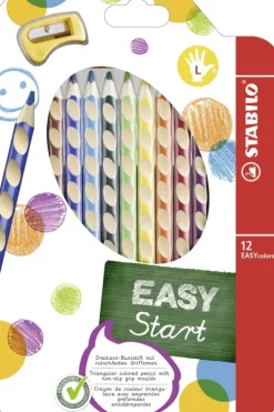 Stabilo Buntstifte-Buntstifte EASYcolors, 12er Set mit Spitzer, Linkshänder