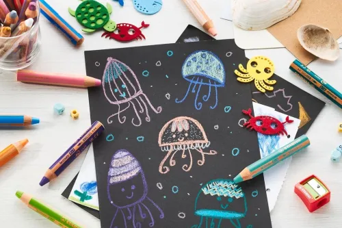 STABILO Buntstifte-Buntstifte, Wasserfarbe & Wachsmalkreide woody 3in1, 38er Box und 3 Spitzer mit 13 verschiedenen Farben