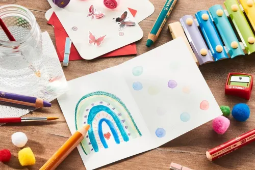 STABILO Buntstifte-Buntstifte, Wasserfarbe & Wachsmalkreide woody 3in1, 38er Box und 3 Spitzer mit 13 verschiedenen Farben