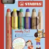 Stabilo Buntstifte-Buntstifte woody 3in1, 6er Set mit Spitzer