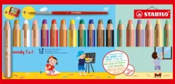 Stabilo Buntstifte*Buntstifte woody 3in1 Pastell 18er +Pinsel+Spitzer