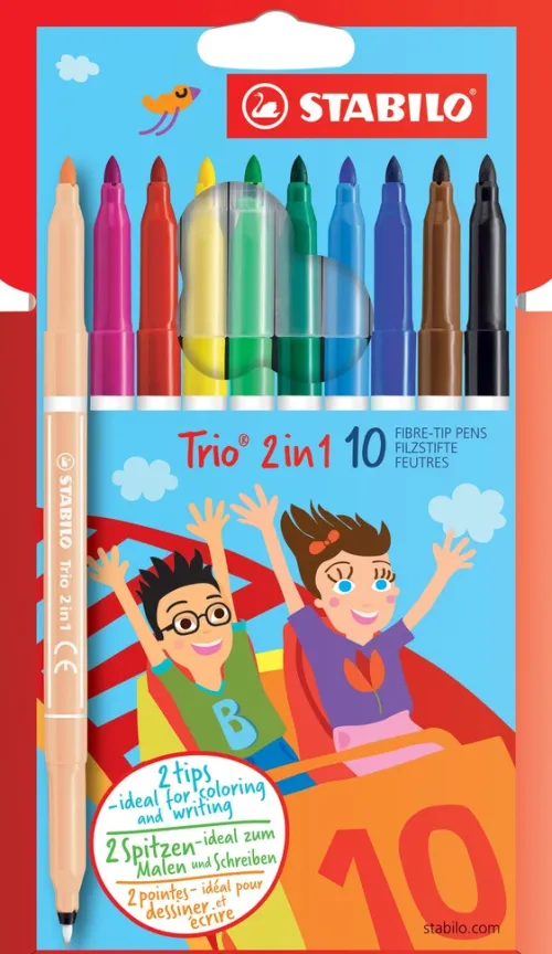 Stabilo Buntstifte-Filzstifte und Fineliner Trio 2in1 10er Set