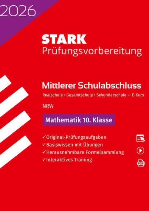 Stark Verlag GmbH Mittlere Reife·Mathematik-STARK Mathematik E-Kurs - Mittlerer Schulabschluss (MSA) 2026 NRW Realschule/Gesamtschule/Sekundarschule - Prüfungsvorbereitung