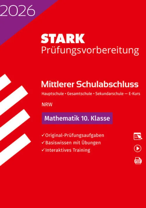 Stark Verlag GmbH Mittlere Reife·Mathematik*STARK Mathematik E-Kurs - Mittlerer Schulabschluss (MSA) 2026 NRW Hauptschule/Gesamtschule/Sekundarschule - Prüfungsvorbereitung