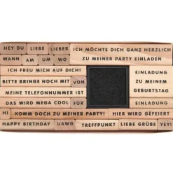 Rico Design GmbH & Co.KG Stempel & -Kissen-Stempelset Einladung zum Geburtstag FSC100%