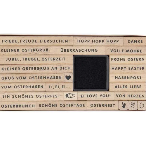 Rico Design GmbH & Co.KG Stempel & -Kissen-Stempelset Frohe Ostern FSC 100%, 26 Stempel