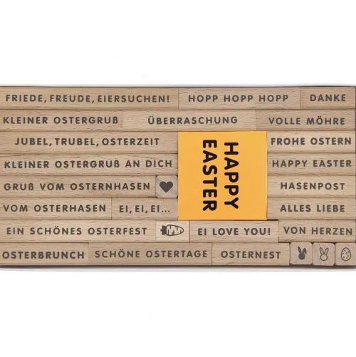 Rico Design GmbH & Co.KG Stempel & -Kissen-Stempelset Frohe Ostern FSC 100%, 26 Stempel