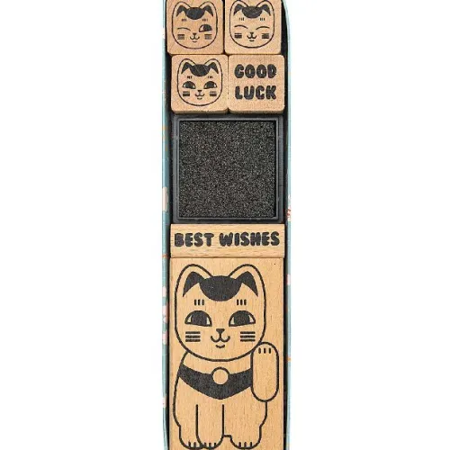 RICO-Design tap Stempel & -Kissen*Stempelset, Jardin Japonais, Winkekatze
