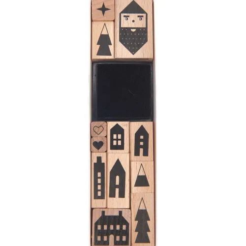 Stempelset Merry Christmas, Häuser FSC 100%*RICO-Design tap Hot