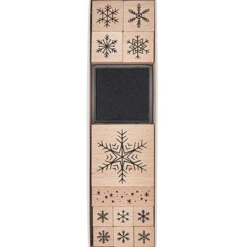 Rico Design GmbH & Co.KG Stempel & -Kissen-Stempelset Schneeflocken FSC 100% 12 Stk