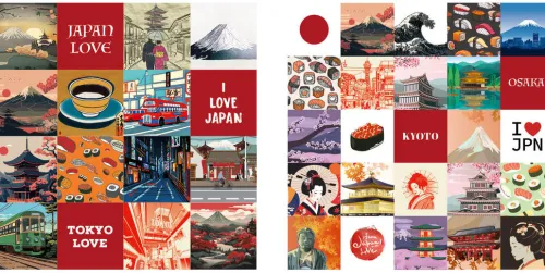 Edition Michael Fischer Postkarten*Sticker Love: Faszination Japan - Über 300 Etiketten und Aufkleber mit beschreibbarer Oberfläche