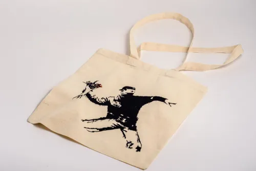 Stofftasche Banksy - Blumenwerfer*Anaconda Verlag Clearance