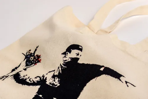 Stofftasche Banksy - Blumenwerfer*Anaconda Verlag Clearance