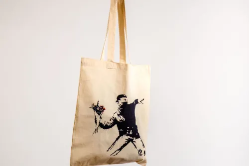 Stofftasche Banksy - Blumenwerfer*Anaconda Verlag Clearance