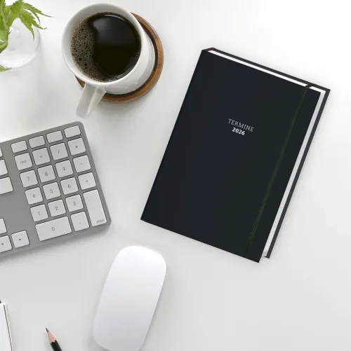 Heye Terminkalender*Tages-Kalenderbuch A6, schwarz 2026