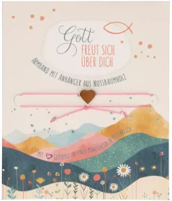 Butzon & Bercker Schmuck & Accessoires-Textil-Armband mit Herz aus Nussholz: Gott freut sich über dich