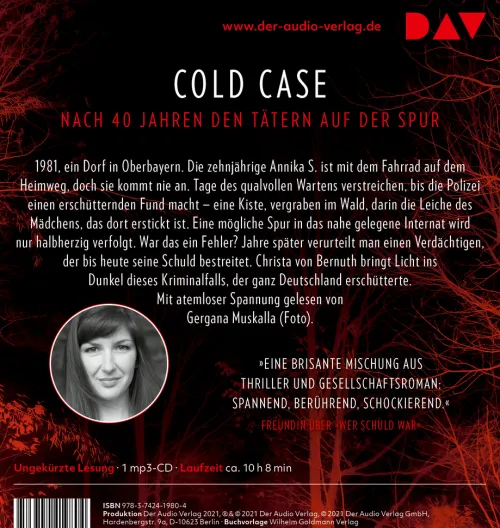 Der Audio Verlag, DAV Krimis & Thriller·True Crime*Tief in der Erde. Kriminalroman nach einer wahren Begebenheit, 1 Audio-CD, 1 MP3