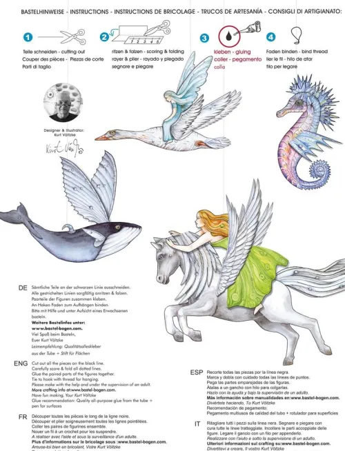 Atelier Color Bastelpapier & Origami-Traumfänger basteln aus Papier Bastelbogen fliegende Tiere, Elfe, Fee