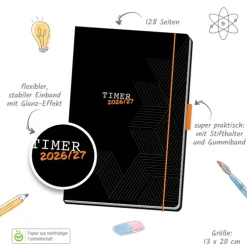 Trötsch Verlag GmbH Terminkalender-TRÖTSCH - Schülerkalender Specials mit Gummiband und Stifthalter Uni Black 26/27