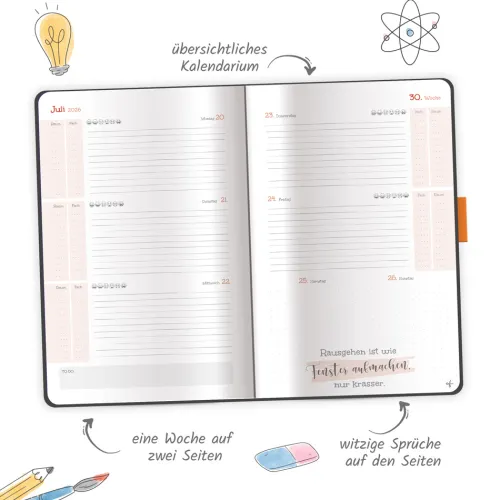 Trötsch Verlag GmbH Terminkalender-TRÖTSCH - Schülerkalender Specials mit Gummiband und Stifthalter Uni Black 26/27