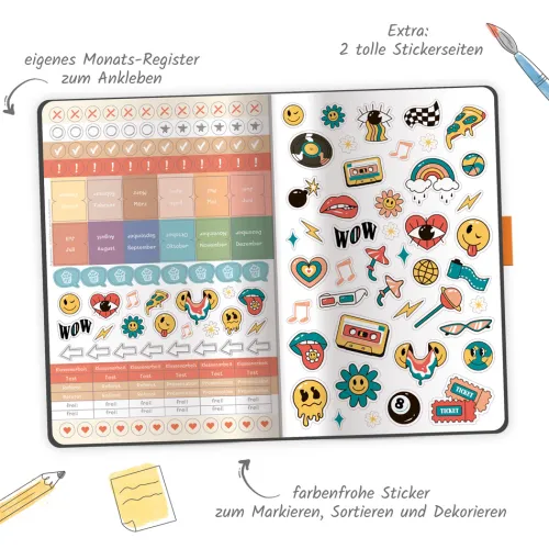 Trötsch Verlag GmbH Terminkalender-TRÖTSCH - Schülerkalender Specials mit Gummiband und Stifthalter Uni Black 26/27