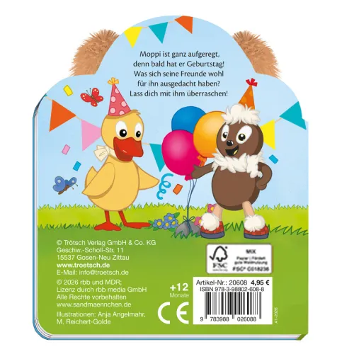 Trötsch Verlag GmbH 0-3 Jahre*TRÖTSCH - Unser Sandmännchen Fühlbuch Moppi hat Geburtstag!