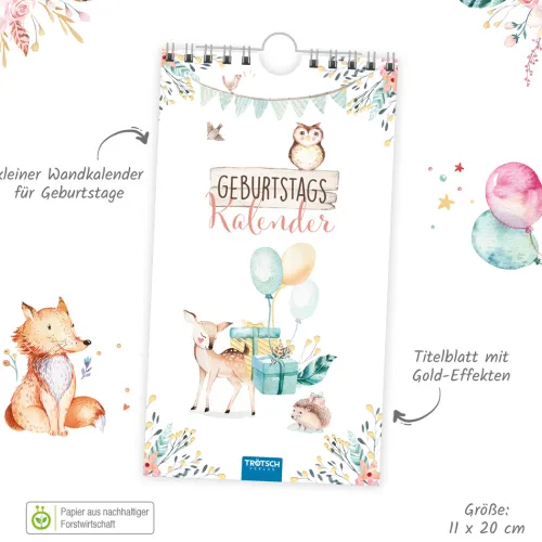 Trötsch Verlag GmbH Wandkalender|Immerwährender Kalender*Trötsch Geburtstagskalender Waldfreunde